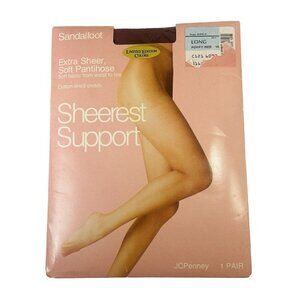 JCPenney Sandalfoot Extra Sheer Pantyhose LONG Limited Color, Poppy Red Women’s